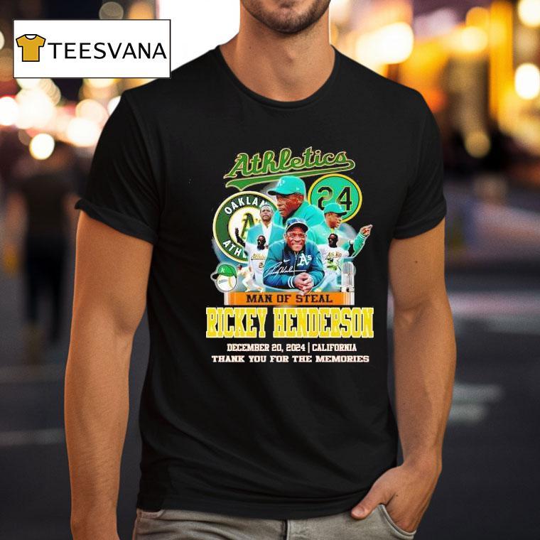 Oakland Athlerics Man Of Steal Rickey Henderson 2024 Thank You For The Memories Shirt